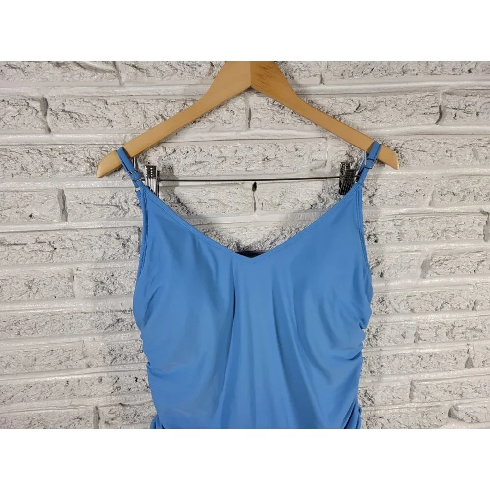 Time and Tru Womens One Piece Swimsuit XL Blue Spaghetti Strap Bathing BLU197E
